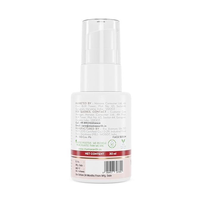Mamaearth Face Serum with Mulberry & Vitamin C | Evens Skin Tone & Enhances Natural Glow | Hydrating & Lightweight | Non-Greasy Formula | For All Skin Types | 1.01 Fl Oz (30ml)