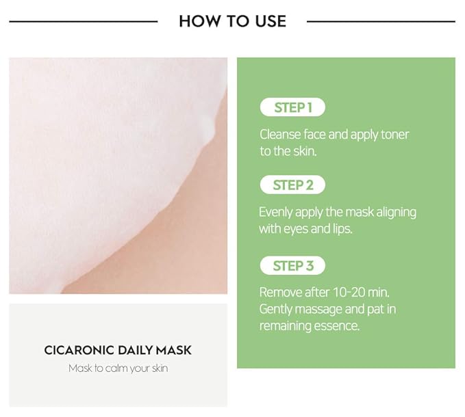 [K Beauty Snp] Cicaronic Ampoule Sheet Mask | Soothing, Hydrating, and Calming for All Sensitive Skin Types with Cica, Hyaluronic | Face Masks Skincare | Korean Skin Care Facial Mask | 10 Sheets