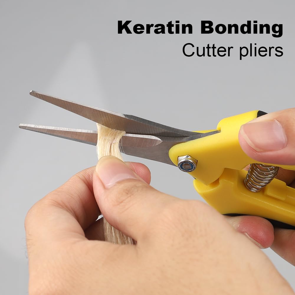 Hair Extension Bonding Tool Keratin Bond Cutting Pliers Wire Flush Cutters Wire Clippers Nippers with Sharp Blades Keratin Hair Extensions (1PCS Yellow)