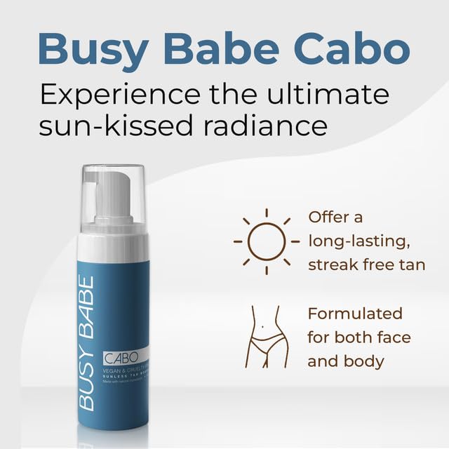 CABO Tanning Mousse Self Tanner - Achieve a Gorgeous, Flawless Tan, Sun-Kissed Glow for All Skin Types and Tones, Sunless Tanning Mousse for Undertone (DARK BRONZE 200ml)
