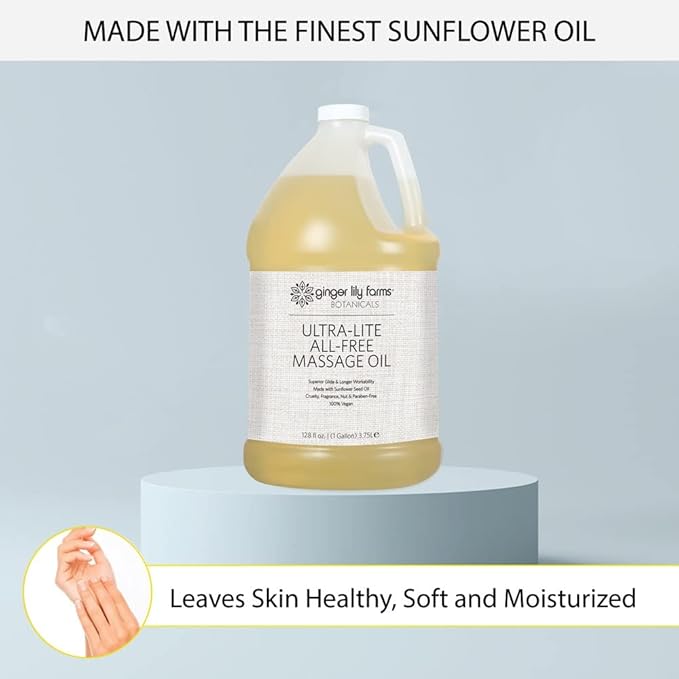 Ginger Lily Farms Botanicals Ultra-Lite All-Free Massage Oil, 100% Vegan & Cruelty Free, 1 Gallon
