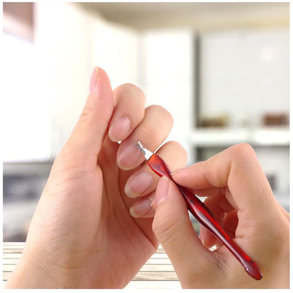 (2 Pack) Cuticle Trimmer Remover Pusher Dead Skin Callus Removal Fork Brown (B)