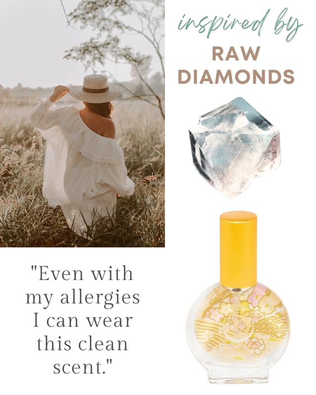 The Sage Lifestyle Diamond Perfume Mini Spray, Sandalwood, Amber, Musk for Women, Luxury Long Lasting Scent, Vegan & Cruelty Free, Made in USA, 1/2 oz Travel Size Perfume