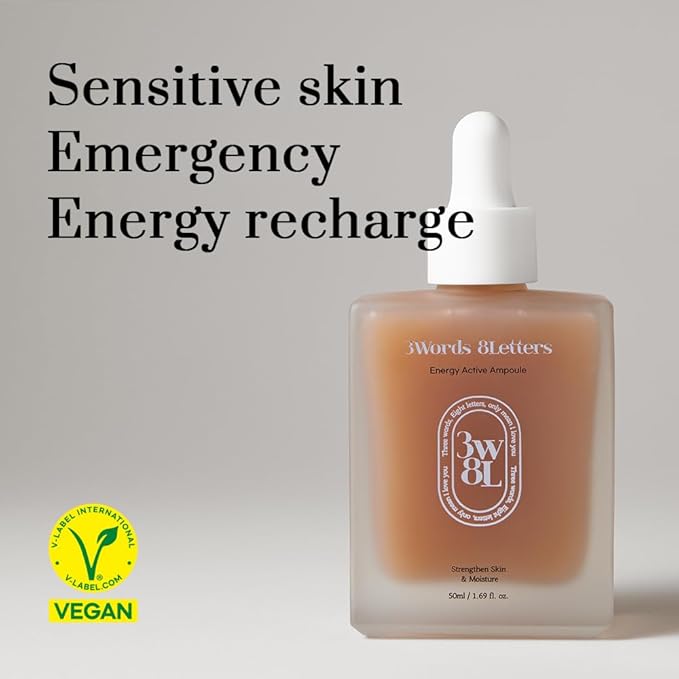 [3W8L] Energy Active Serum 1.69 fl oz | Vegan Face Ampoule For All Skin Types | Soothing & Moisturizing Face Serum | Korean Skin Care | k-beauty | 3Words 8Letters