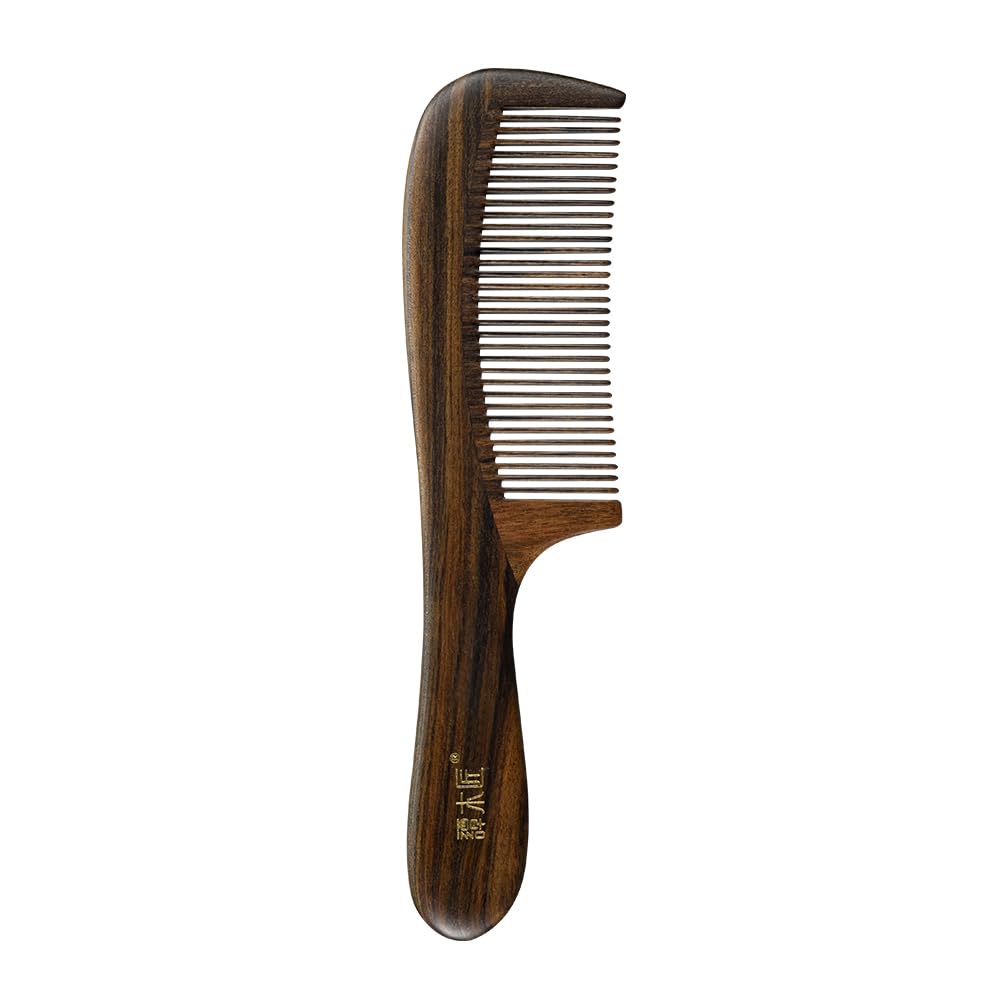 TAN MUJIANG Hair Comb Natural Wood Anti-static (Butterfly & Lotus)