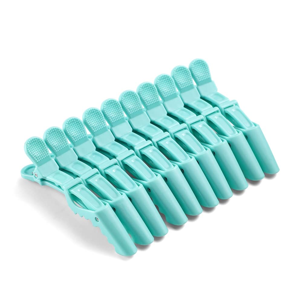 10pcs/set Multicolor Croc Clips Transparent Plastic Hairdresser Clip Hair Styling Sectioning Barrettes Professional Non Slip Alligator Clips Salon DIY Accessories Hairpins (10pcs-Cyan)