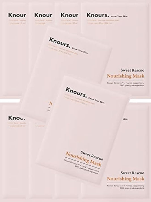Knours. Nourishing & Hydrating Mask, Rose Water Toning Rejuvenating Facial Nourishing Clean Beauty (10 Count)