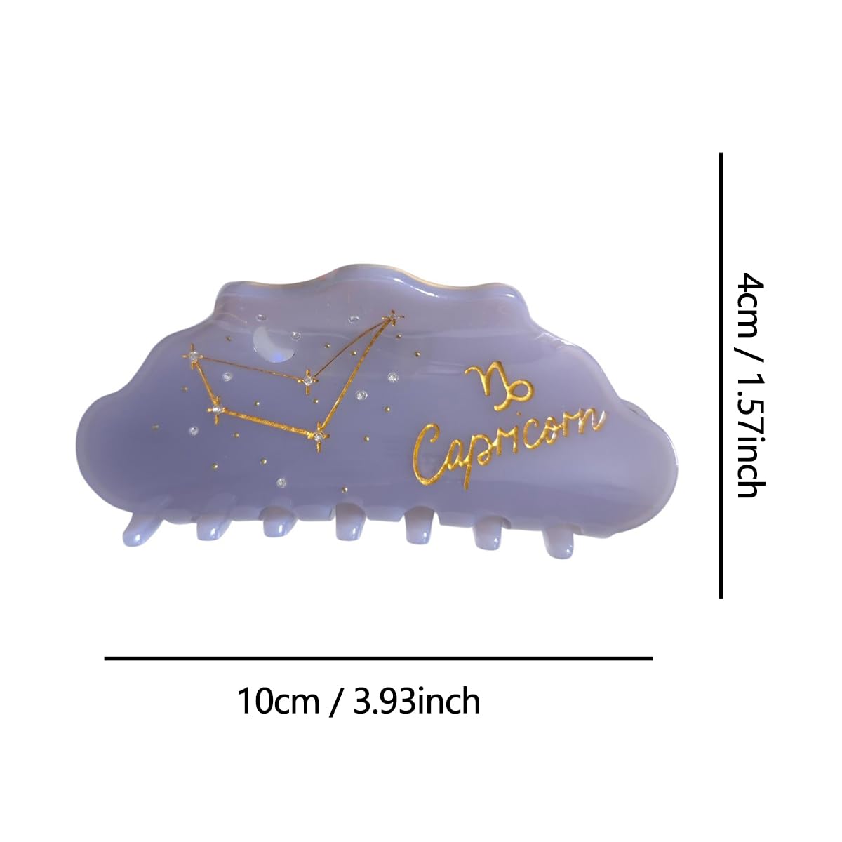 Fantasy Capricorn Sign Hair Clips,Novelty Acetate Claw Clip,Zodiac Hair Clips for Women,Grey Blue