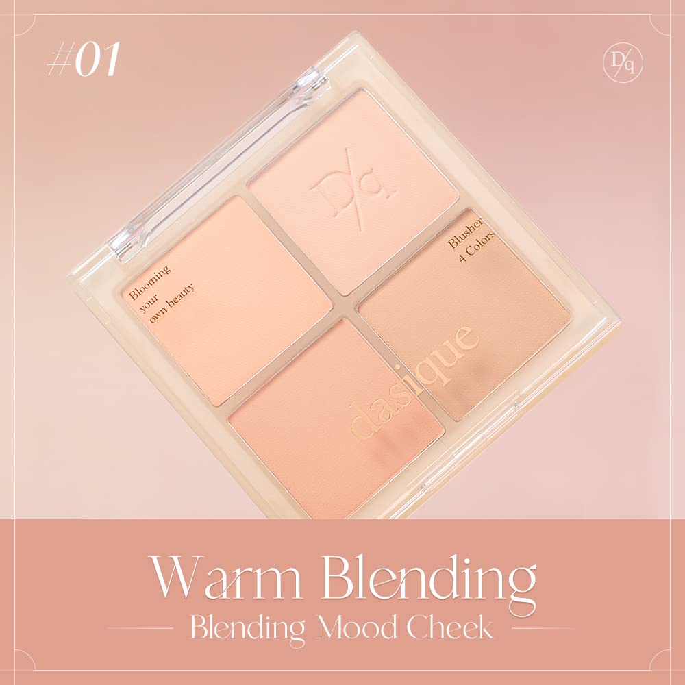 Dasique Blending Mood Cheek #01 Warm Blending l Cruelty-Free l 4 Blendable Shades in Lightweight, Long-lasting, Smooth Powder