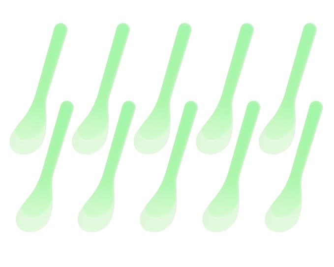 ONLYKXY 30pcs 5in Plastic Beauty Spoon Facial Cream Brush Makeup Scoop Mud Reusable Cosmetic Dig Scoop Spatula Mask Tip for Lotions Moisturizers Home Salon DIY Facemask Mixing Sampling (Light Green)