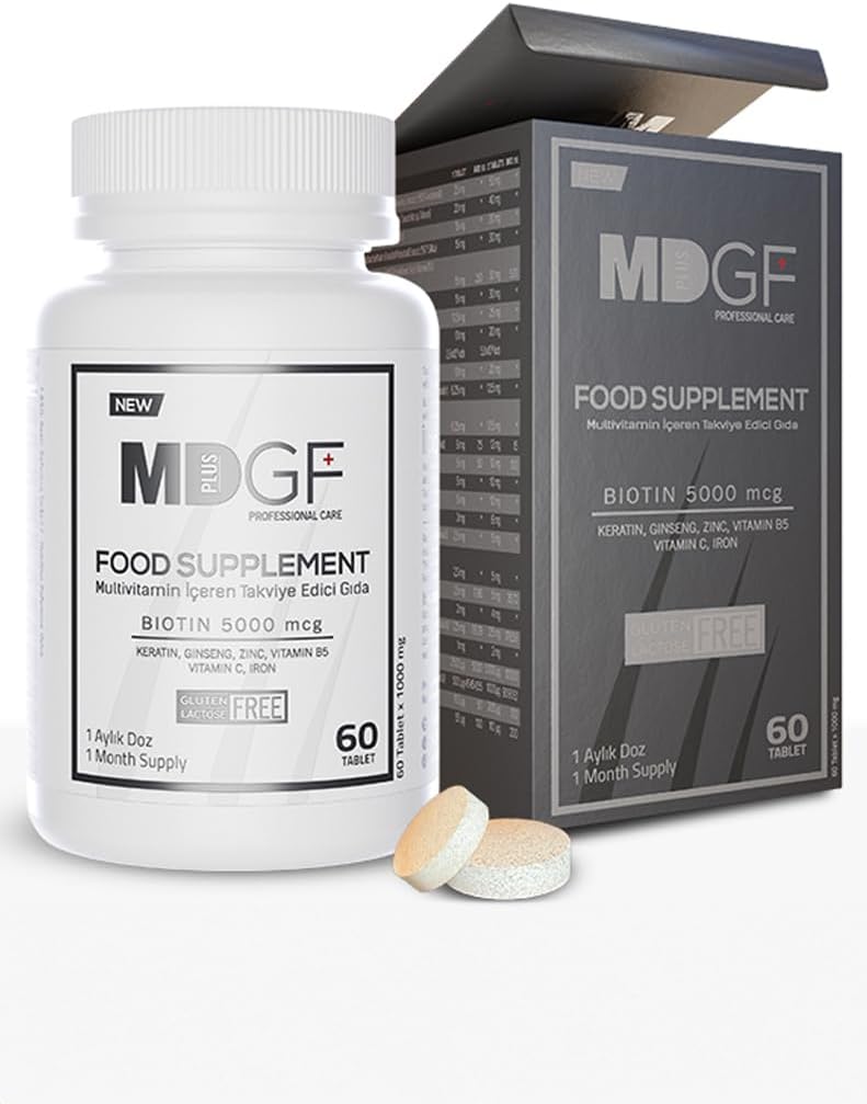 MD PLUS BIO Anti Hair Loss Vitamin Products - Supplement for Hair and Beard Growth - Men and Women with Biotin, Saw Palmetto, Collagen, Keratin, Ginseng and Vitamins -DHT Blocker