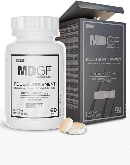 MD PLUS BIO Anti Hair Loss Vitamin Products - Supplement for Hair and Beard Growth - Men and Women with Biotin, Saw Palmetto, Collagen, Keratin, Ginseng and Vitamins -DHT Blocker