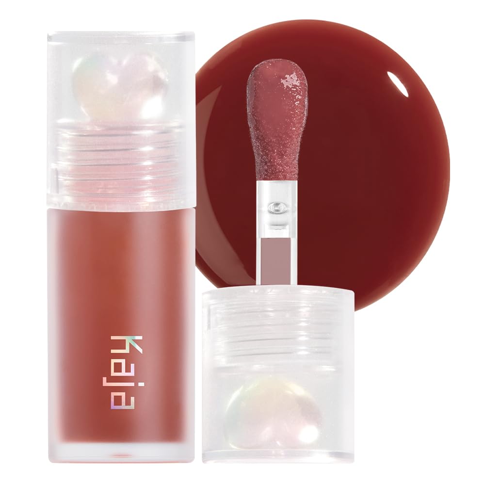 Kaja Lip Plumping - Juicy Glass 08 Cherry Cola | Hydrating, Feel Plumped and Lightweight with Vitamin Tree Fruit Oil, Vegan, Cruelty-Free, Clear Tint Stain Shine Gloss Plumper, Long Lasting