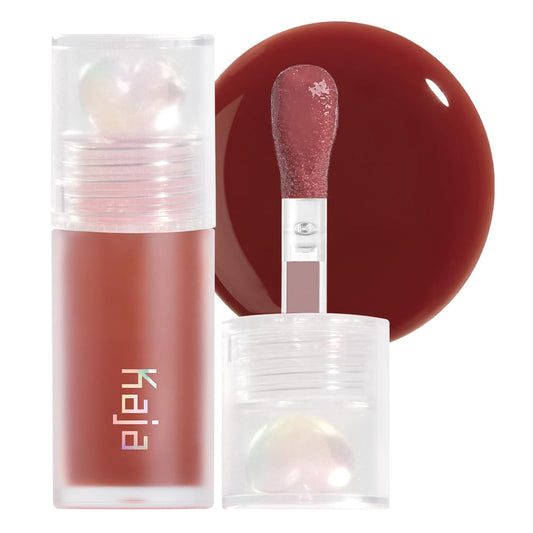 Kaja Lip Plumping - Juicy Glass 08 Cherry Cola | Hydrating, Feel Plumped and Lightweight with Vitamin Tree Fruit Oil, Vegan, Cruelty-Free, Clear Tint Stain Shine Gloss Plumper, Long Lasting