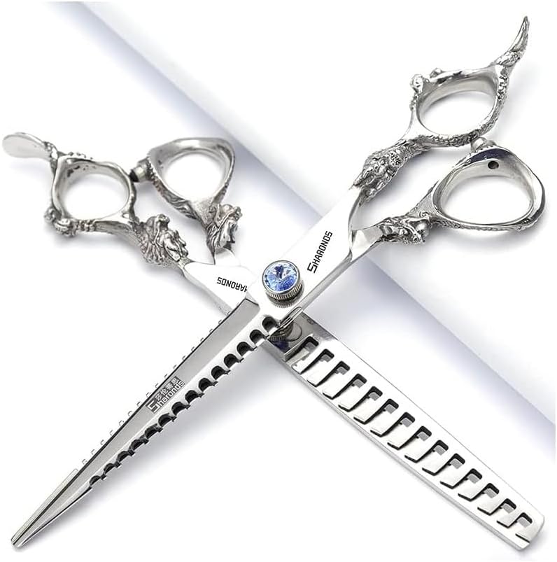 7" 7.5" 8"9" Professional Hairdressing Scissors Barber Salon Hair Cutting Dragon Shears (Large). (7 inch 2pc-B)