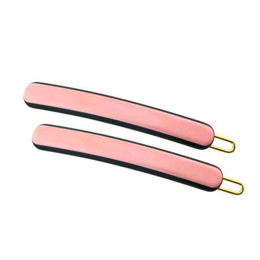French Amie Rounded Oblong Small 2.5" Cellulose Set of 2 French Hair Clips Tige Boule Handmade Girls Side Slide-in Hair Barrette Clip (Pink)