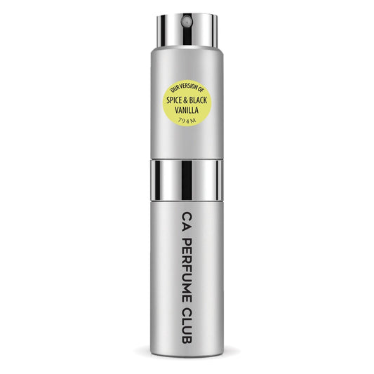 CA Perfume Originals Spice & Black Vanilla for Men Vanilla Scent Long Lasting Cologne for Men Eau De Parfum Travel Size Refillable Atomizer Spray 0.27 Fl Oz 8ml