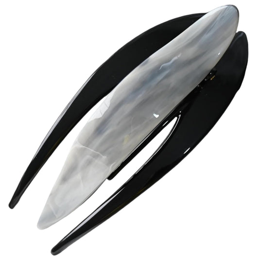 Handmade Celluloid French Design Tortoise Shell Barrettes Side-slide Opening Duck Luxury Fashion Accessories Hair Clip Claw for Women (slate grey)