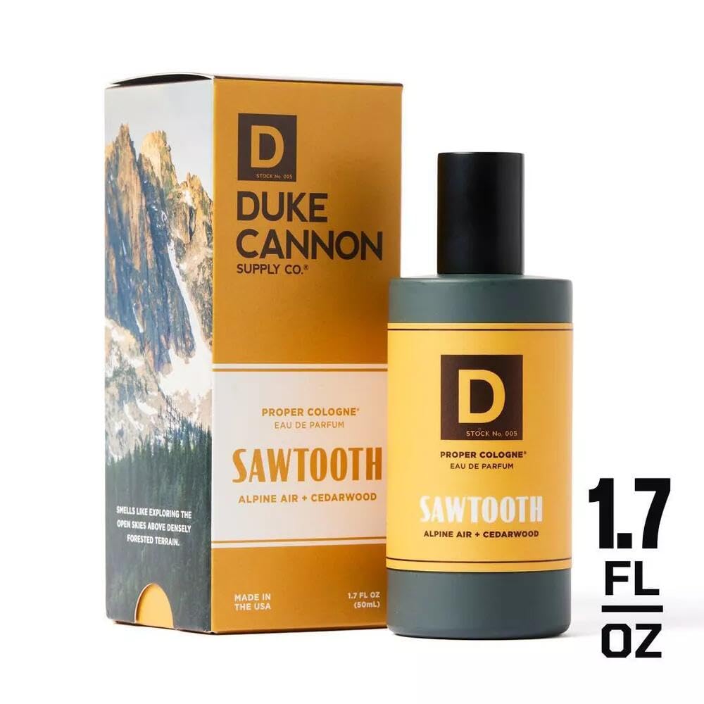 Duke Cannon Proper Cologne Sawtooth | Men's Eau de Parfum | Alpine Air and Cedarwood | Fresh, Woodsy, Long-Lasting Scent | 1.7 fl oz