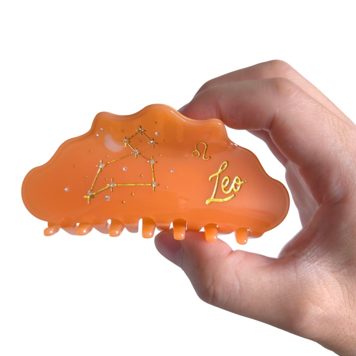 Fantasy Leo Sign Hair Clips,Novelty Acetate Claw Clip,Zodiac Hair Clips for Women,Orange