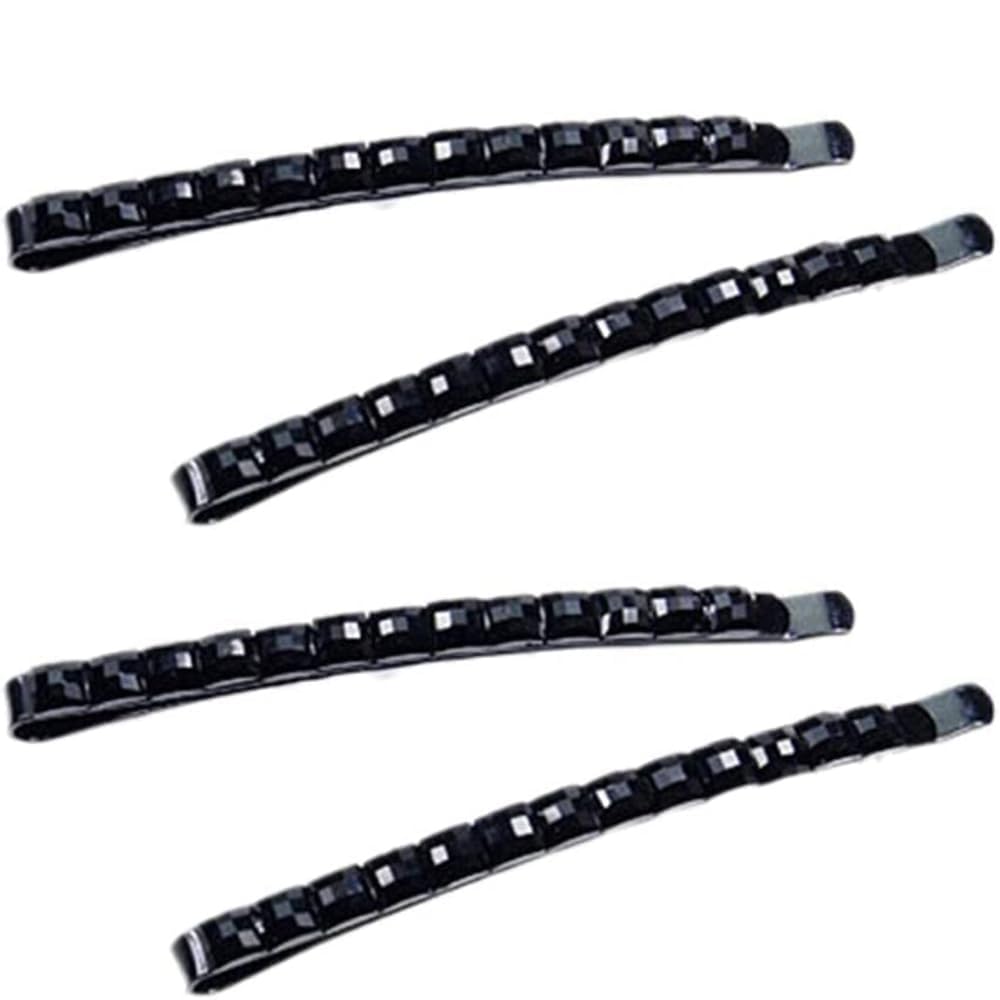 4Pcs Black Rhinestone Barrettes,Crystal Diamond Bobby Pin,Shiny Hair Pin,Sparkly Hair Decoration for Women Clip Bangs Metal Hair Clip Hair Pins Hair Styling Pins，Hair Accessories