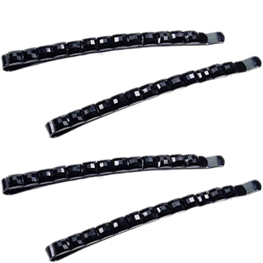 4Pcs Black Rhinestone Barrettes,Crystal Diamond Bobby Pin,Shiny Hair Pin,Sparkly Hair Decoration for Women Clip Bangs Metal Hair Clip Hair Pins Hair Styling Pins，Hair Accessories