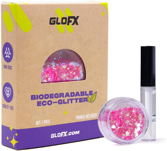Pink Biodegradable Glitter Makeup | Plant Based, Hair, Face or Body | Cosplay, EDM Music Festival and Rave Accessory | 5 Grams of Chunky Glitter
