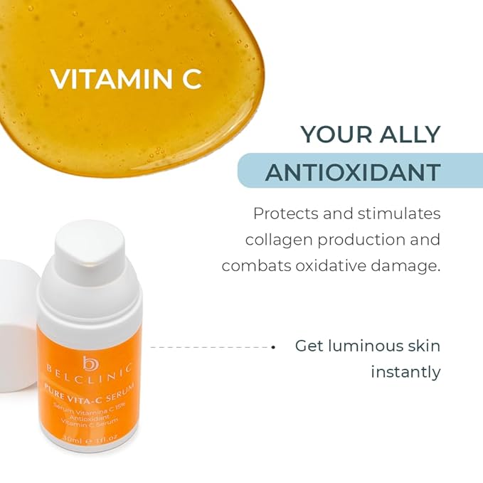 Pure Vita-C Serum – Brightening Vitamin C + Hyaluronic Acid + Vitamin E – Antioxidant Glow Booster for Radiant Skin, Anti-Aging, Hydration & Collagen Support – Vegan, 30ml