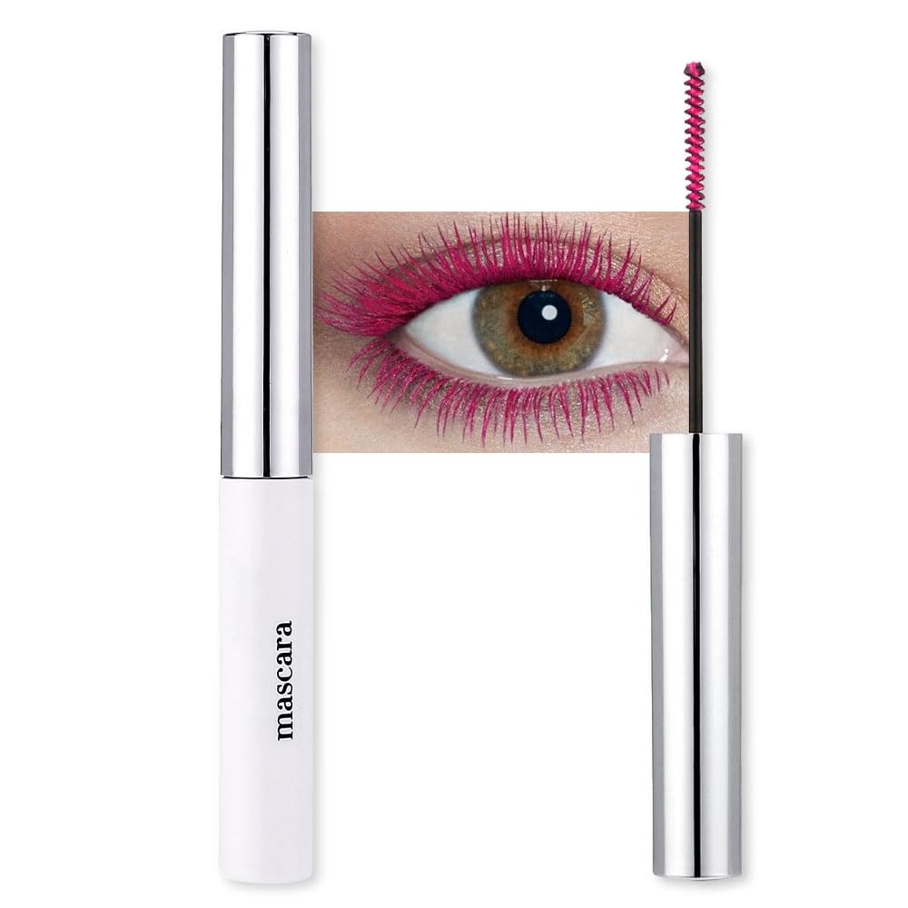 Colored Mascara for Eyelashes, Voluminous Colorful Mascara, Pink Purple Blue Green Red White Black Brown Lash Pack - Lengthening, Defining, Curling, Multiplying Formula (06#-Rose Pink)