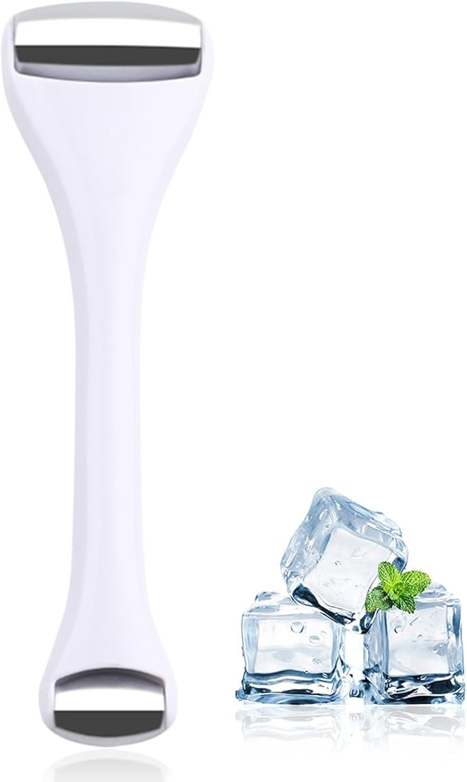 Mini Eye Ice Roller for Eye Puffiness - Facial Ice Roller and Mini Eye Roller 2 in 1 - Eye Massager for Migraine Relief Tighten Pores Under-Eye Pain Relief - Reduce Wrinkle Puffy for Face Arms (White)