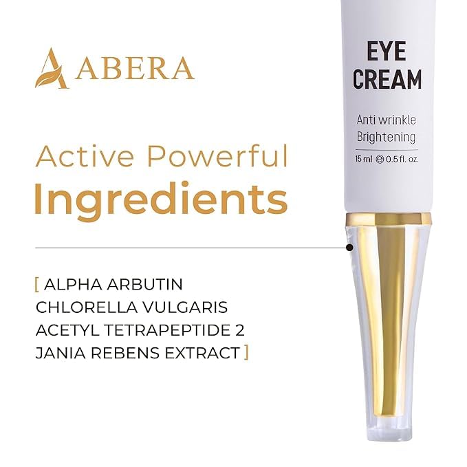 ABERA Natural Repair Eye Cream with Set 15 Eye Masks, Minimizes Under Eye Bags & Dark Circles, Reduce Puffiness, Wrinkles and Fine Lines, 0.5 fl oz