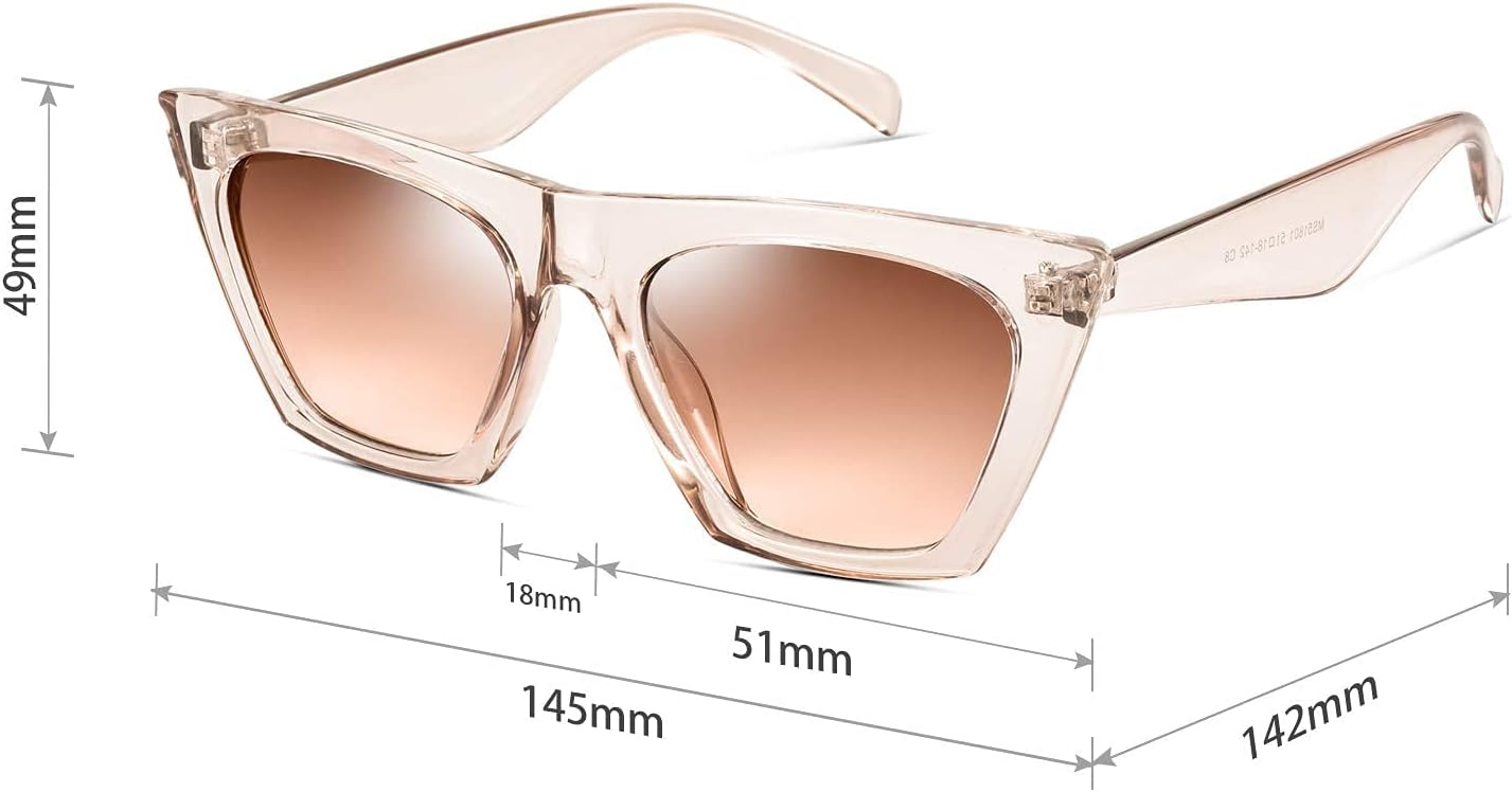 mosanana Square Cat Eye Sunglasses for Women Trendy Retro Cool MS51801