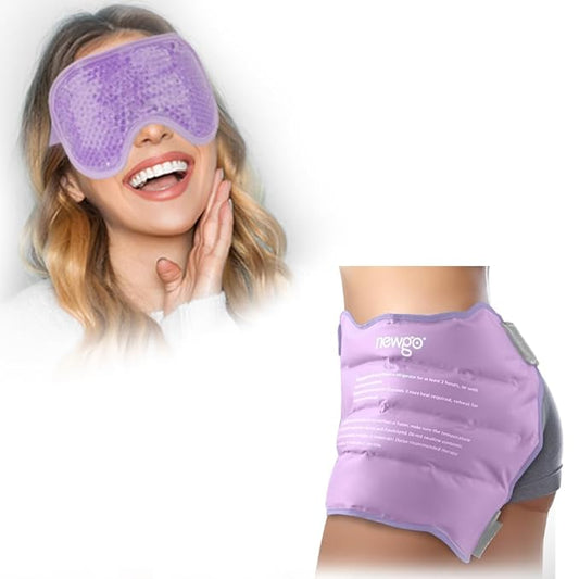 NEWGO Bundle of Gel Eye Mask and Hip Ice Pack Purple