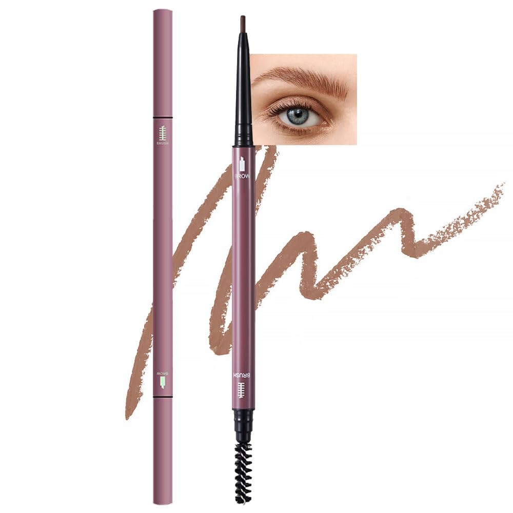Brown Eyebrow Pencils for Women,with Spoolie Brush,Eyebrow Pencil Soft Textured,Waterproof Sweat-proof for Fills in Sparse Areas and Gaps Create a Natural Eye Brow,Vegan & Cruelty-Free