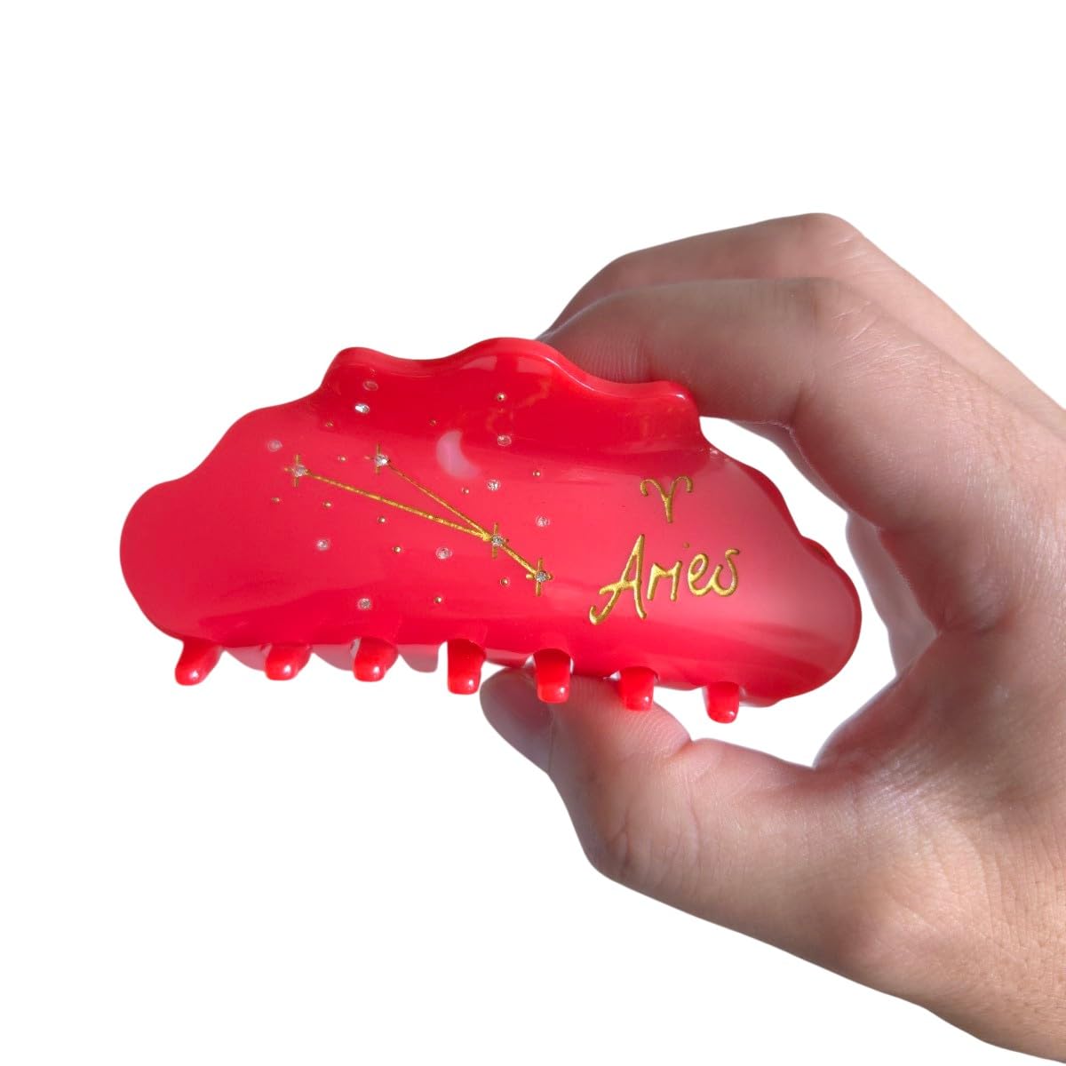 Fantasy Aries Sign Hair Clips,Novelty Acetate Claw Clip,Zodiac Hair Clips for Women,Red