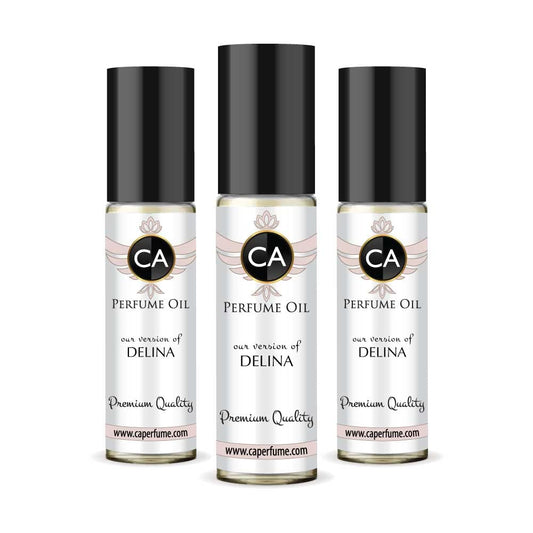 CA Perfume Impression of Delina for Women Eau De Parfum Floral Scent Long Lasting Perfumes for Women Travel Size TSA Ready for Day and Night Wear 0.33 Fl Oz 10ml (Pack of 3)