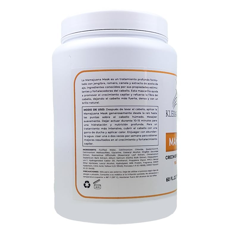 Mamajuana Hair Mask - Deep Treatment with Ginger, Rosemary, Cinnamon & Garlic Oil Extract - Hair Mask for Dry Damaged Hair and Growth, Paraben & Sulfate Free Hair Treatment (60 OZ)