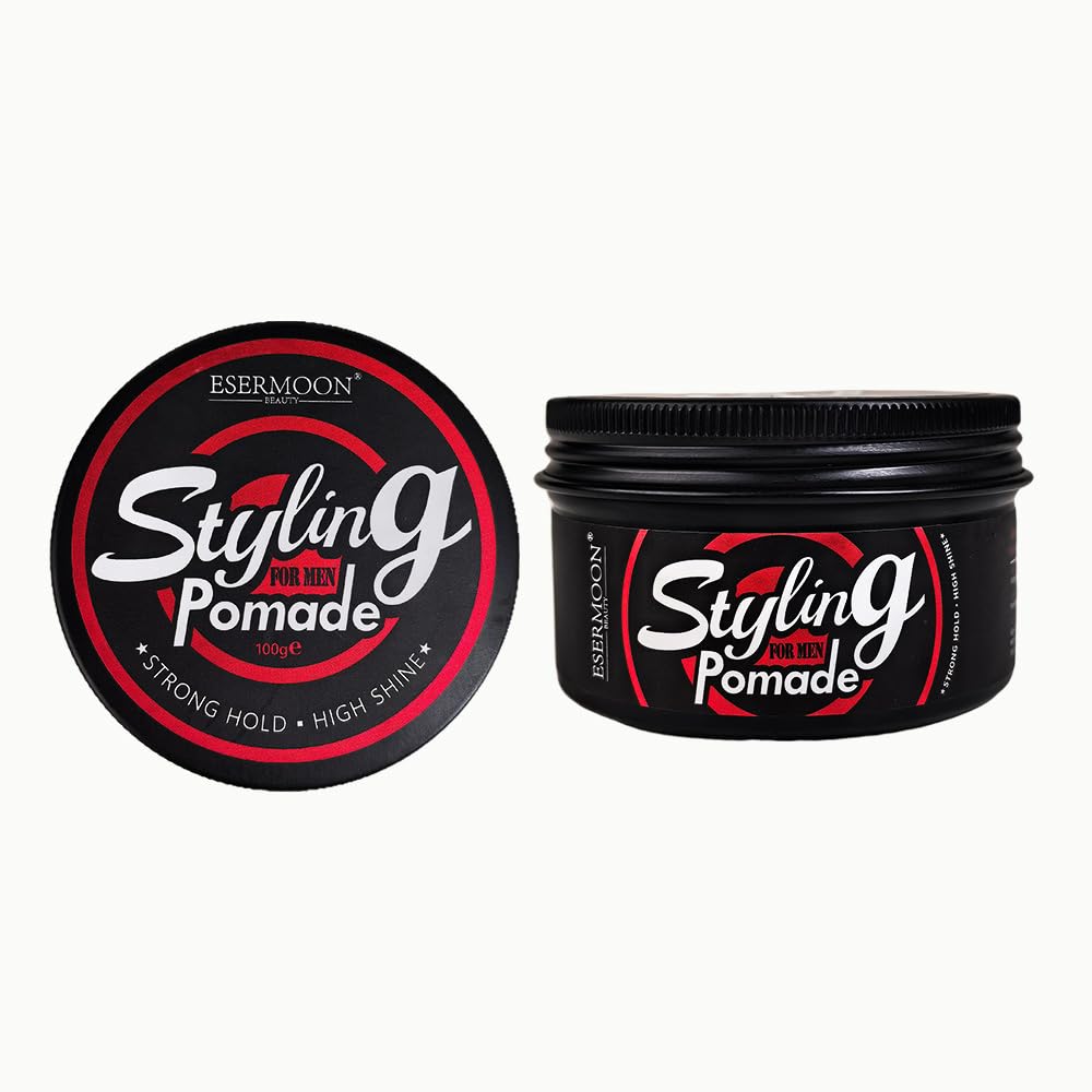 Strong Hold Hair Pomade for Men, Pomade for Men, High Shine Styling Wax, Hair Wax, Touchable Texture, No White Residue, Clean Scent, Easy Wash, Water-Based 3.53oz