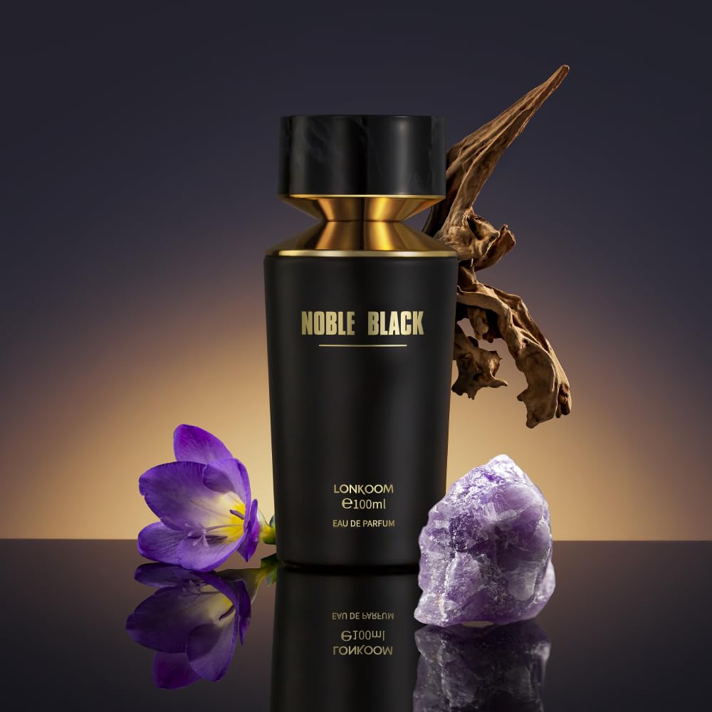 LONKOOM Noble Black Perfume for Women Men, 3.4 Fl Oz/100ml Floral Fruity Perfumes Eau de Parfum Spray Unisex Long-Lasting Fragrance, Lavender Grapefruit Pepper Cedar Wood Tuberose Jasmine Moss Leather