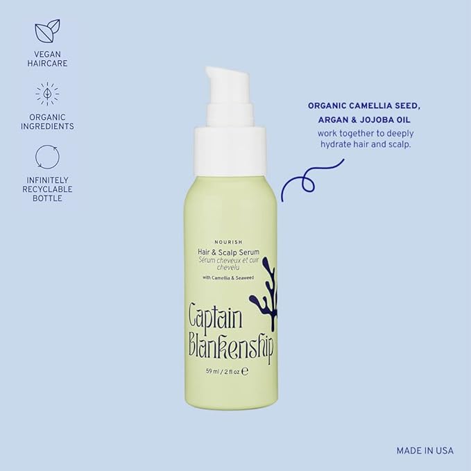 Captain Blankenship Nourish Hair & Scalp Serum | Restores the Scalp, Promotes Healthy Hair Growth, & Reduces Frizz | Color Safe, Organic, Sulfate Free, Vegan Haircare - 2 oz