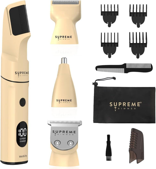 Supreme Trimmer All-in-One Multigroomer | No-Nick, Nose/Ear/Pubic & Full Body Grooming Kit | LCD Display, Rechargeable & Waterproof Men's Hair Trimmer | SMG3040