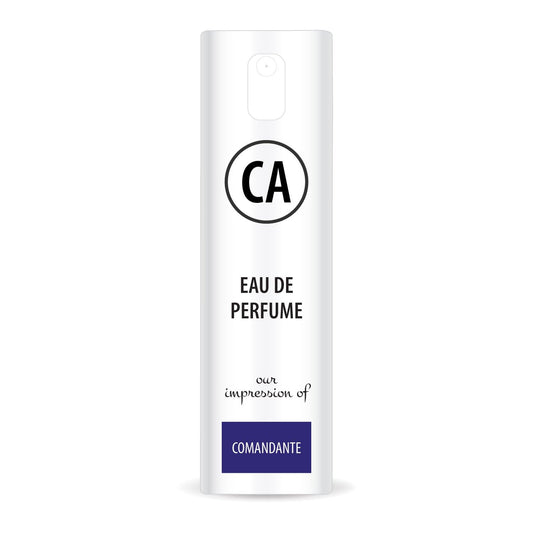 CA Perfume Impression of Comandante Unisex Eau De Parfum Aromatic Fruity Scent Long Lasting Unisex Fragrance Travel Size TSA Ready for Day and Night Wear 0.33 Fl Oz 10ml