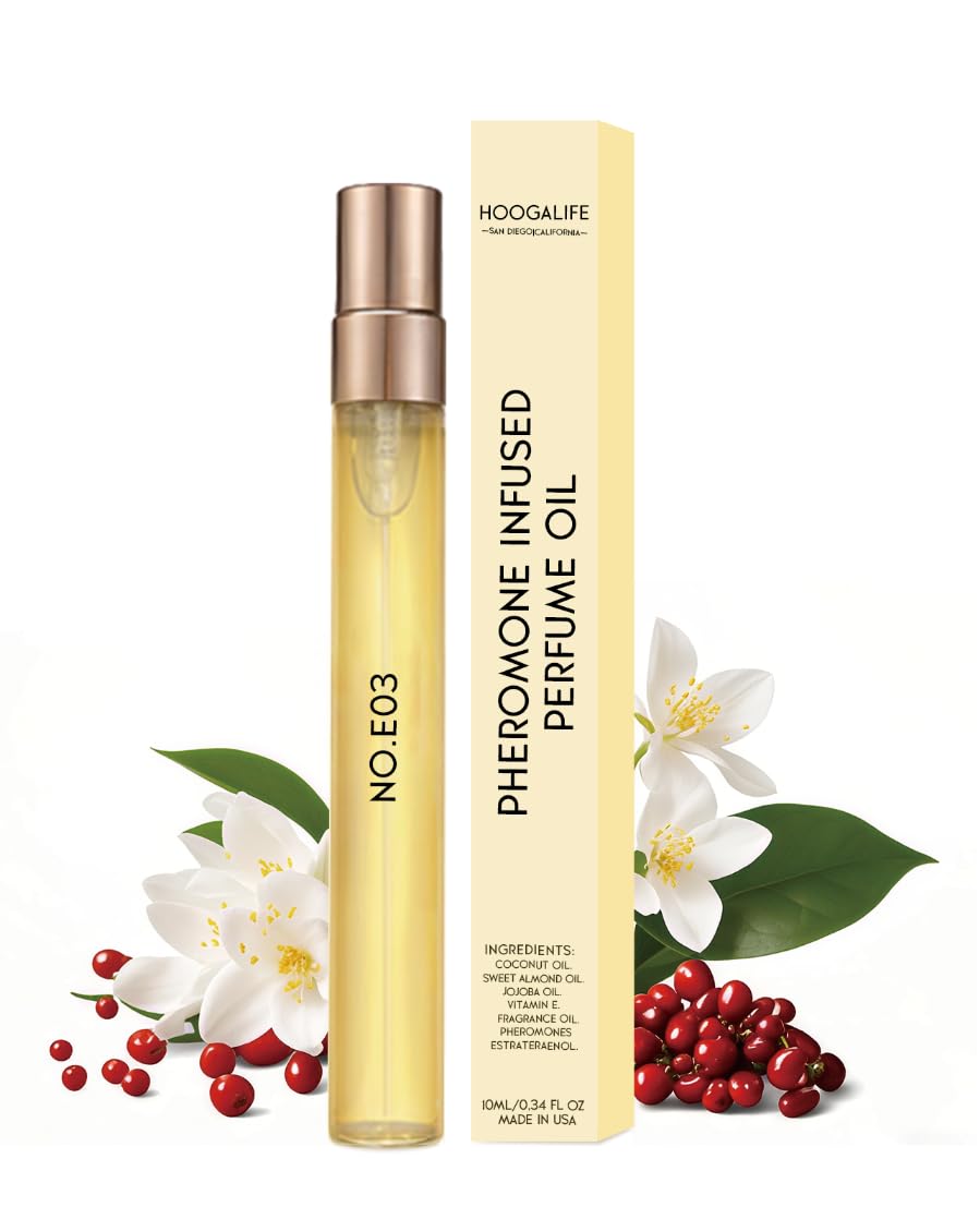 HoogaLife Pheromones Perfumes for Women,Inspired by Cha./nel's Chan/.ce, Citrus,Jasmine,Cedar&Musk Scent, Travel Size Perfume Oil, 0.34fl.oz/10ml, Made in USA - NO.E03