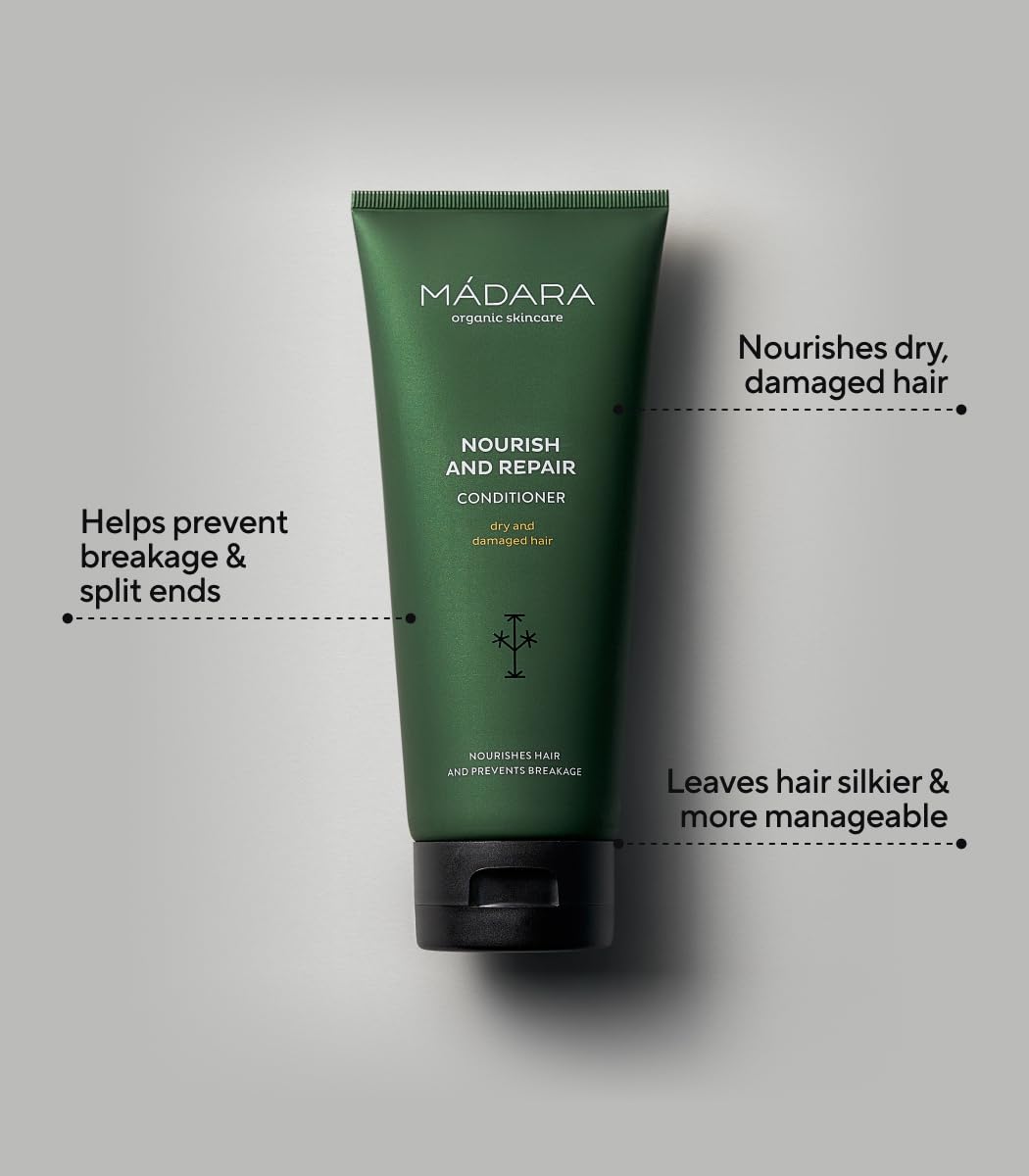 MÁDARA Organic Skin Care Nourish and Repair Conditioner - 200 ml | Enriched with Quince and Nettle Extracts | For Dry, Brittle, and Dull Hair | Cruelty-Free and Vegan