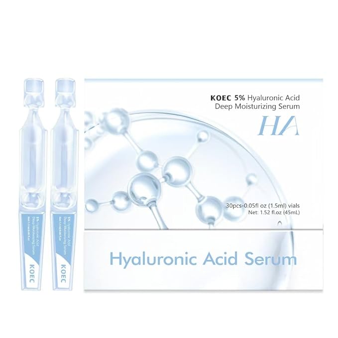 30 Pcs 5% Hyaluronic Acid Serum Vials (1.5ml Each), 5% Ultra-Hydrating Anti-Aging Face Serum for Women & Men, Deep Moisture, Wrinkle Reduction & Plumping, Portable Single-Use Tubes for Travel
