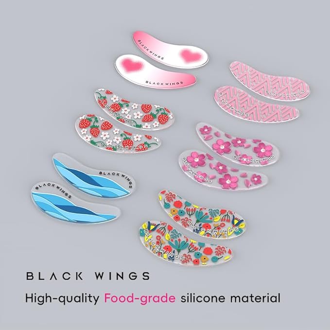 Black Wings 6 Pairs Silicone Eye Patches with Self-Adhesive Design - Cute Bear & Rabbit Inspired Eye Care Patches (Mix 6 pairs)