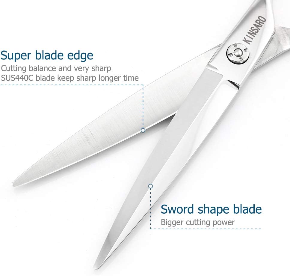 Barber Scissors 7" Professional Sliding Hair Scissors Willow Shape Sliding Hair Shears Professional Haircut Razor Edge 440c Barber Shears KINSARO for Hairdresser Barbershop or Home Use