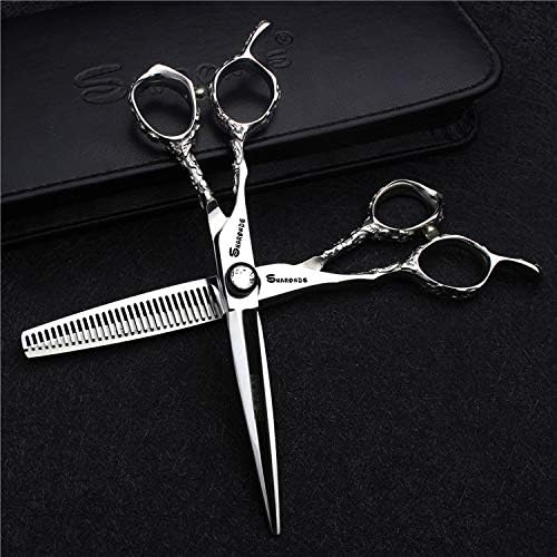 Hairdresser Professional Left-Handed Scissors Set 6/7/7.5/8/9 Inch 440C Hair Sparse Cutting Tools (6 Inches, 2 Pieces-EE)