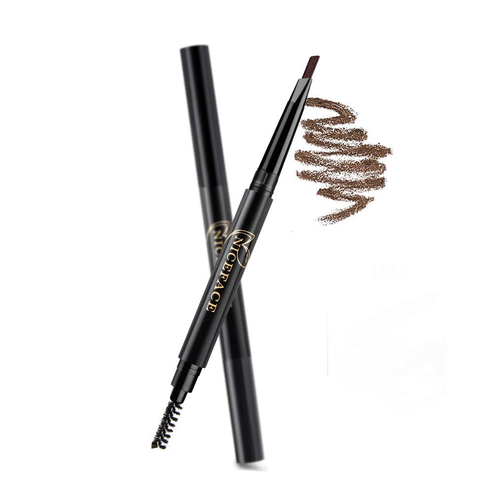 Eyebrow Pencil Medium brown Double Ended Precision Waterproof Brow Cruelty Free(Coffee/Khaki #3)