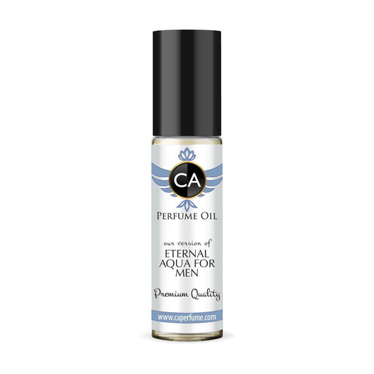 CA Perfume Impression of Eternal Aqua For Men Fragrance Oil Woody Aromatic Scent Long Lasting Cologne for Men Travel Size TSA Ready Mini Parfum Body Oil Roll-on 0.33 Fl Oz 10ml
